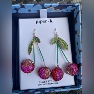 Piper K Cherry Dangle Earrings,Cherry Earrings,Piper K Earrings.